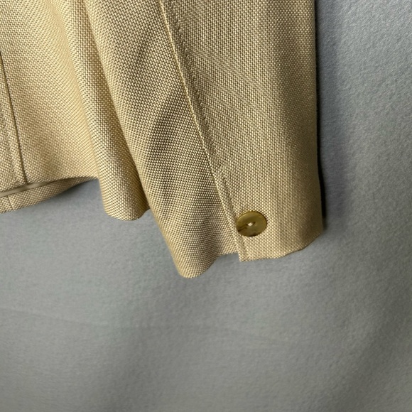 Vtg Talbots 10 Tan Silk Wool Blend Blazer 3 Button Jacket Career Lined - Picture 6 of 7
